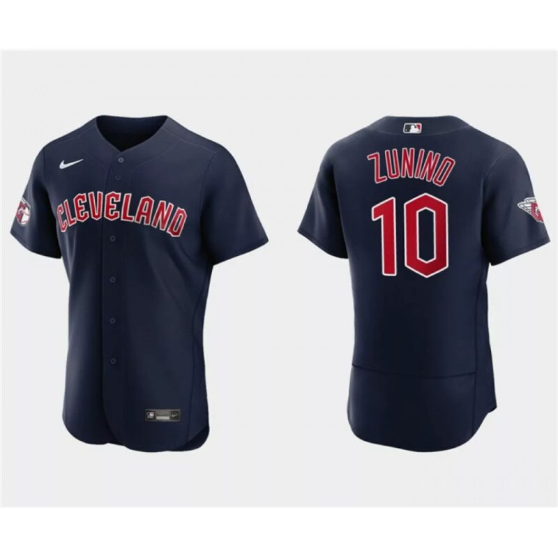 6863cca8ed4f9_1 Men's Cleveland Guardians #10 Mike ZuNino Navy Flex Base Stitched Jersey