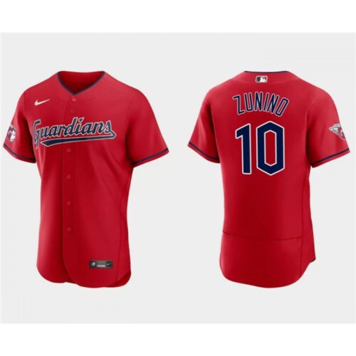 6863ccafc5e3f_1 Men's Cleveland Guardians #10 Mike ZuNino Red Flex Base Stitched Jersey