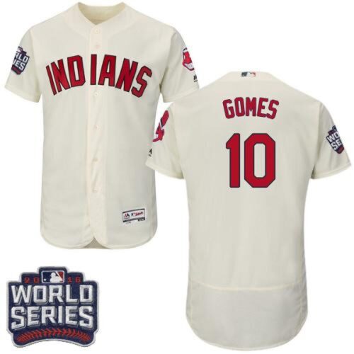 6863ccba96573_1 indians #10 Yan Gomes Cream Flexbase Authentic Collection 2016 World Series Bound Stitched MLB Jersey