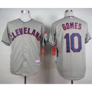 6863ccc5a007b_1 indians #10 Yan Gomes Grey Cool Base Stitched MLB Jersey