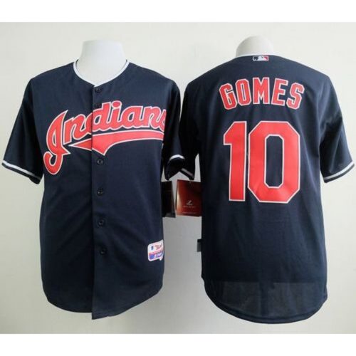 6863ccd070a84_1 indians #10 Yan Gomes Navy Blue Cool Base Stitched MLB Jersey