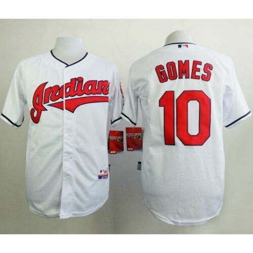 6863ccdc01b5d_1 indians #10 Yan Gomes White Cool Base Stitched MLB Jersey