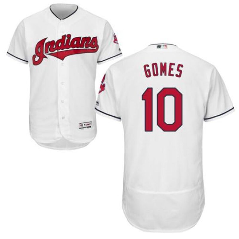 6863cce355e1f_1 indians #10 Yan Gomes White Flexbase Authentic Collection Stitched MLB Jersey