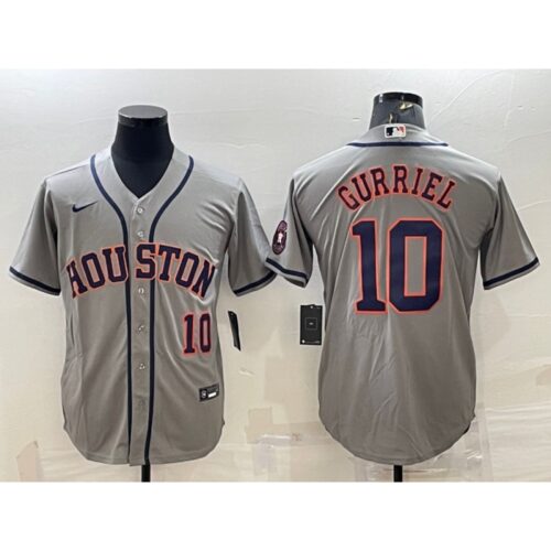 6863ccead16e5_1 Men's Houston Astros #10 Yuli Gurriel Gray With Patch Cool Base Stitched Jersey