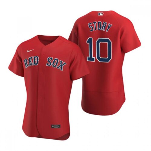 6863cd3759d62_1 Men's Boston Red Sox #10 Trevor Story Red Flex Base Stitched Baseball Jersey
