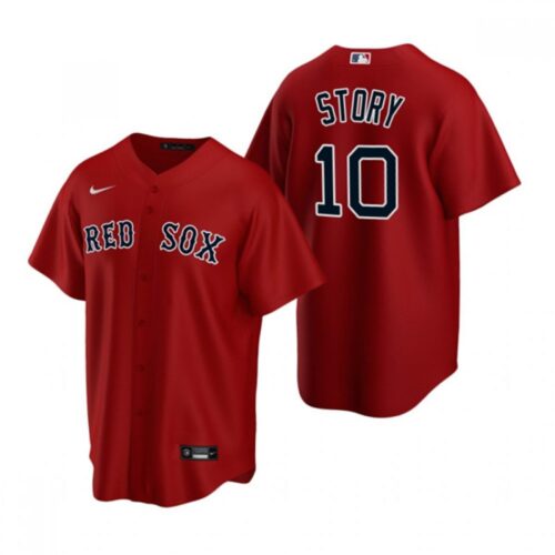 6863cd3a95982_1 Men's Boston Red Sox #10 Trevor Story Red Cool Base Stitched Baseball Jersey