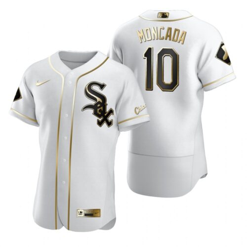 6863cd41b7737_1 Men's Chicago White Sox #10 Yoan Moncada White Golden Flex Base Stitched MLB Jersey
