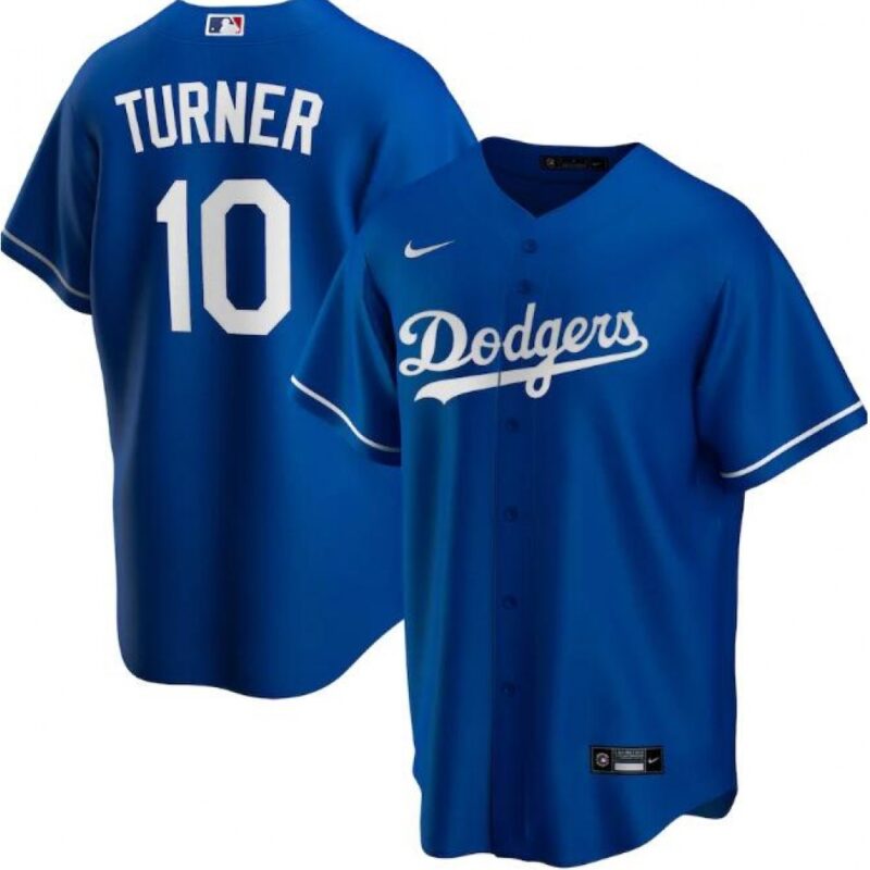 6863cd6222346_1 Men's Los Angeles Dodgers #10 Justin Turner Blue Cool Base Stitched Jersey