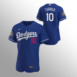 6863cd691ca23_1 Men's Los Angeles Dodgers #10 Justin Turner Blue 2020 World Series Bound stitched Jersey