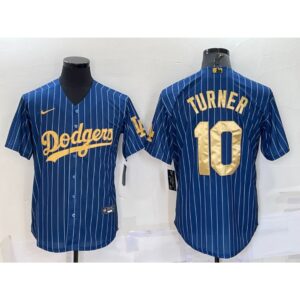 6863cd8875311_1 Men's Los Angeles Dodgers #10 Justin Turner Navy Gold Cool Base Stitched Baseball Jersey