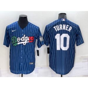 6863cd8be3006_1 Men's Los Angeles Dodgers #10 Justin Turner Navy Mexico Cool Base Stitched Baseball Jersey