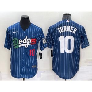 6863cd8fb0dc3_1 Men's Los Angeles Dodgers #10 Justin Turner Navy Mexico Cool Base Stitched Baseball Jersey