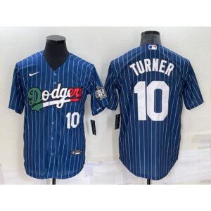 6863cd9331714_1 Men's Los Angeles Dodgers #10 Justin Turner Navy Mexico Cool Base Stitched Baseball Jersey