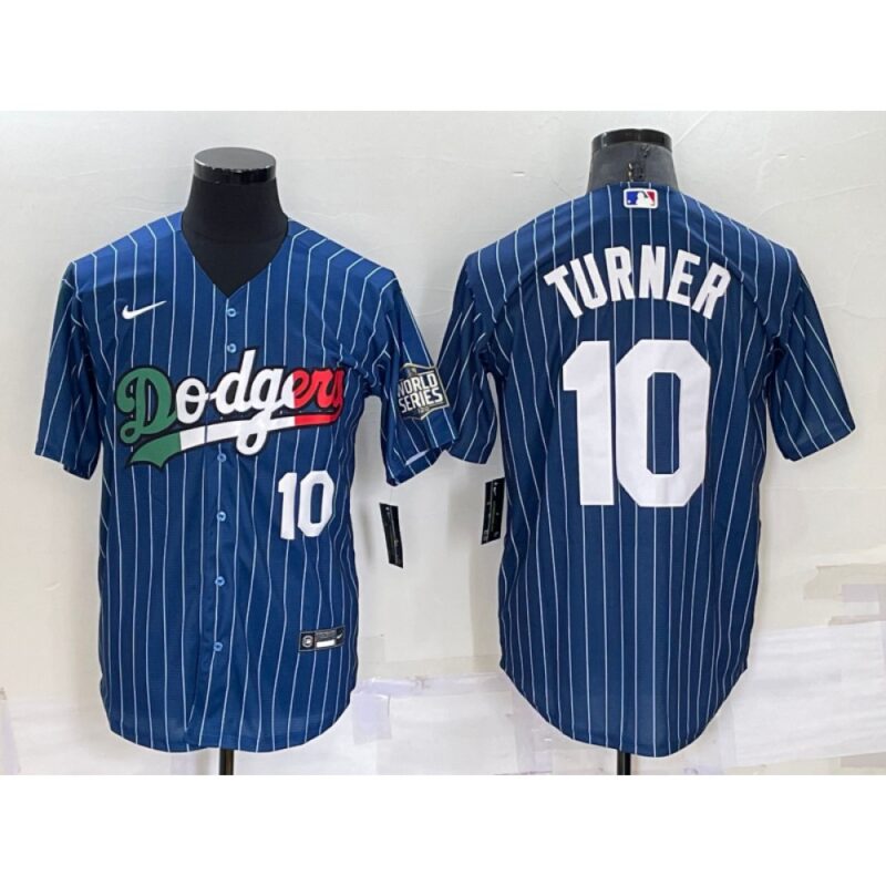6863cd9331714_1 Men's Los Angeles Dodgers #10 Justin Turner Navy Mexico Cool Base Stitched Baseball Jersey