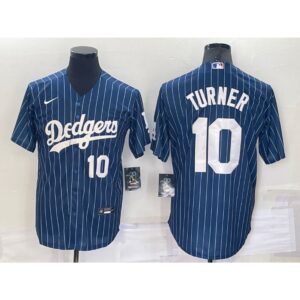 6863cd9a4e71f_1 Men's Los Angeles Dodgers #10 Justin Turner Navy Cool Base Stitched Baseball Jersey