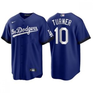 6863cdab81c68_1 Men's Los Angeles Dodgers #10 Justin Turner 2021 Royal City Connect Cool Base Stitched Baseball Jersey
