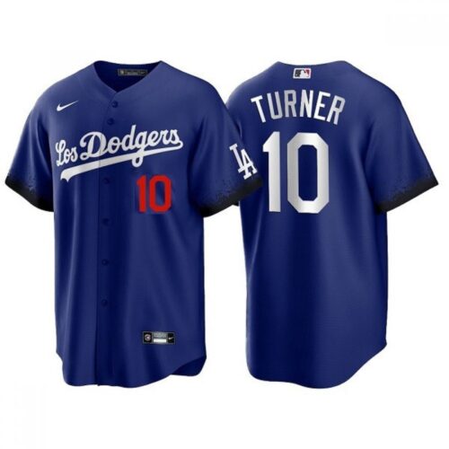 6863cdaedac58_1 Men's Los Angeles Dodgers #10 Justin Turner 2021 Royal City Connect Cool Base Stitched Baseball Jersey