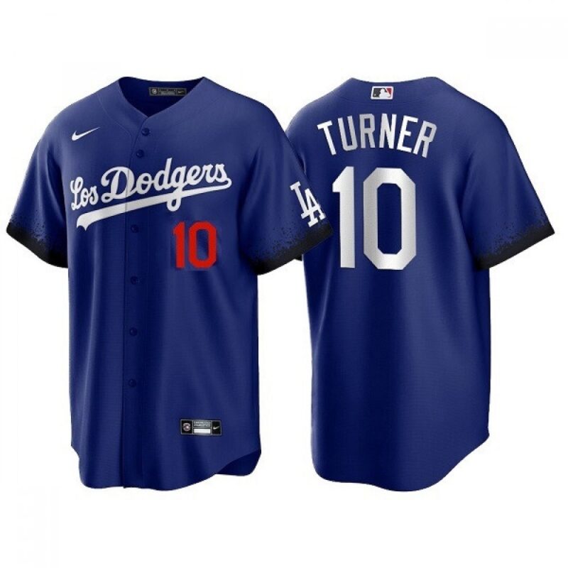 6863cdaedac58_1 Men's Los Angeles Dodgers #10 Justin Turner 2021 Royal City Connect Cool Base Stitched Baseball Jersey