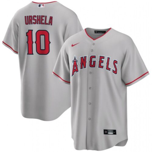 6863cdf16cff9_1 Men's Los Angeles Angels #10 Gio Urshela Grey Cool Base Stitched Jersey