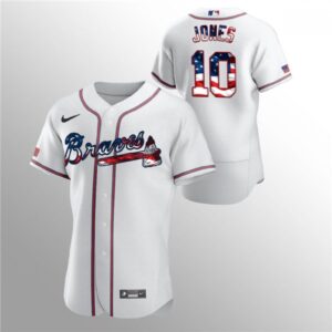 6863ce10ae142_1 Men's Atlanta Braves #10 Chipper Jones White 2020 Stars & Stripes Flex Base Stitched Jersey