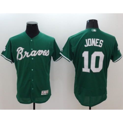 6863ce1b03bea_1 Braves #10 Chipper Jones Green Celtic Flexbase Authentic Collection Stitched MLB Jersey