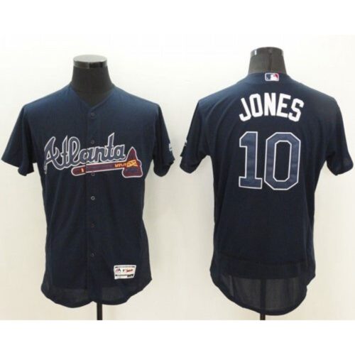 6863ce2cf318b_1 Braves #10 Chipper Jones Navy Blue Flexbase Authentic Collection Stitched MLB Jersey