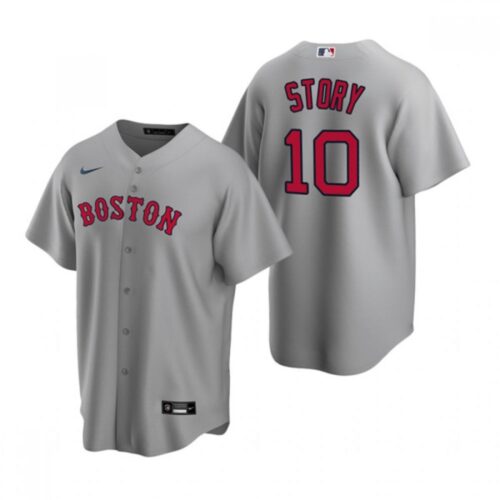 6863ce383e059_1 Men's Boston Red Sox #10 Trevor Story Grey Cool Base Stitched Baseball Jersey