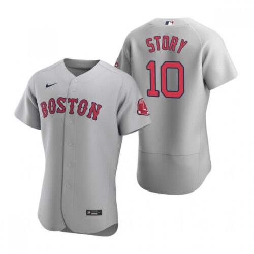 6863ce3c0cf90_1 Men's Boston Red Sox #10 Trevor Story Grey Flex Base Stitched Baseball Jersey