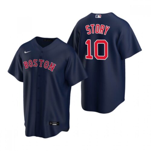 6863ce3fa14ed_1 Men's Boston Red Sox #10 Trevor Story Navy Cool Base Stitched Baseball Jersey