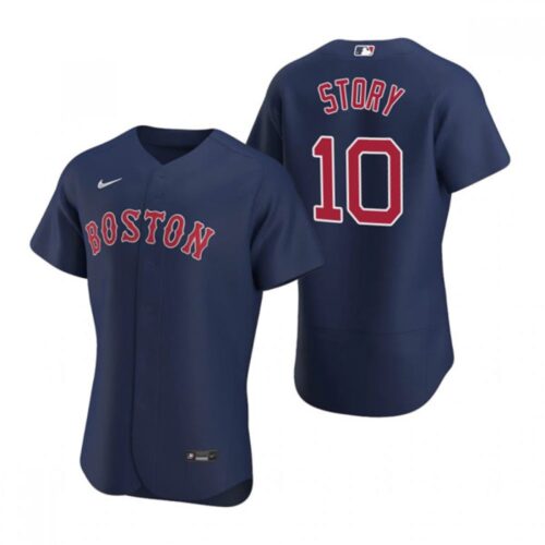 6863ce433d40a_1 Men's Boston Red Sox #10 Trevor Story Navy Flex Base Stitched Baseball Jersey