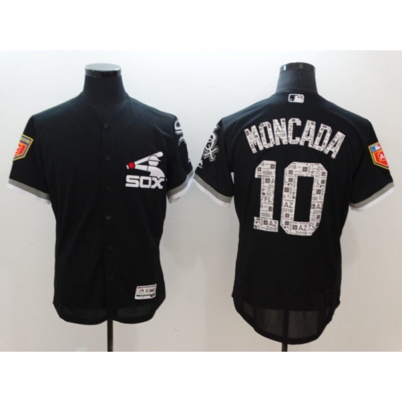6863ce5190dee_1 Men's Chicago White Sox #10 Yoan Moncada Black 2018 Spring Training Flexbase Stitched MLB Jersey