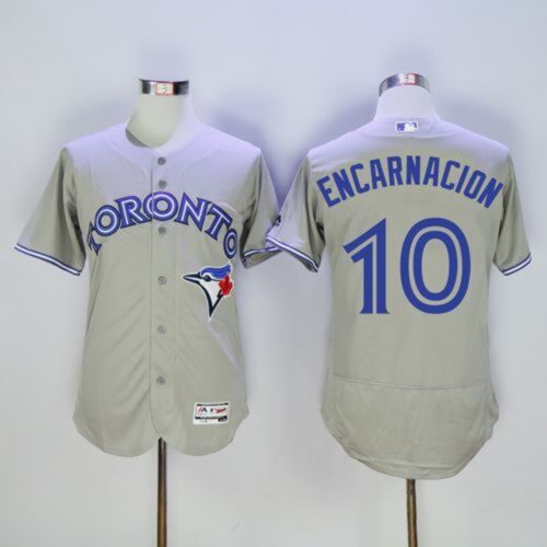 6863ce92c39cf_1 Blue Jays #10 Edwin Encarnacion Grey Flexbase Authentic Collection Stitched MLB Jersey