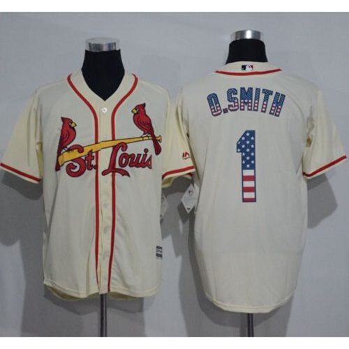6863cf1f4c7ce_1 Cardinals #1 Ozzie Smith Cream USA Flag Fashion Stitched MLB Jersey