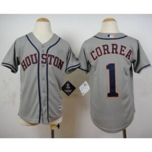 Astros #1 Carlos Correa Grey Cool Base Stitched Youth MLB Jersey