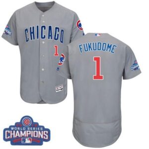 6863cfc7a05df_1 Cubs #1 Kosuke Fukudome Grey Flexbase Authentic Collection Road 2016 World Series Champions Stitched MLB Jersey