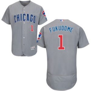 6863cfcb44380_1 Cubs #1 Kosuke Fukudome Grey Flexbase Authentic Collection Road Stitched MLB Jersey