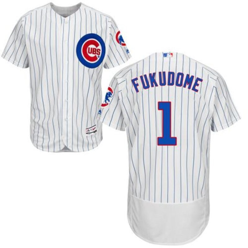 6863cfd63dff6_1 Cubs #1 Kosuke Fukudome White(Blue Strip) Flexbase Authentic Collection Stitched MLB Jersey