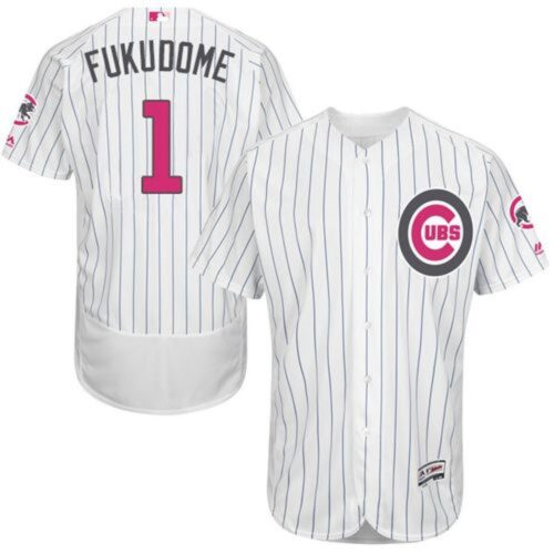 6863cfdd3414b_1 Cubs #1 Kosuke Fukudome White(Blue Strip) Flexbase Authentic Collection 2016 Mother's Day Stitched MLB Jersey
