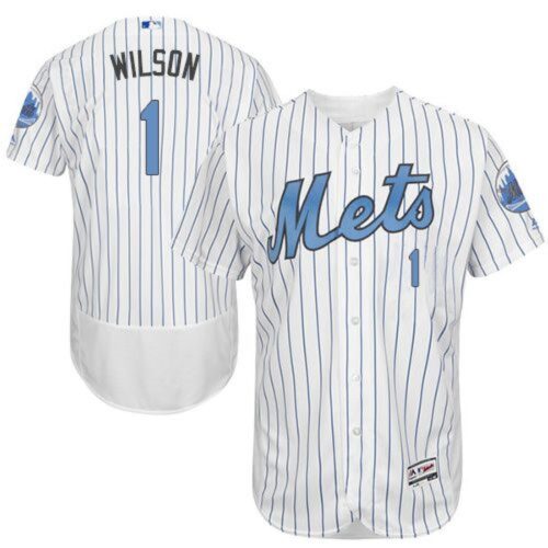 6863d0018a437_1 Mets #1 Mookie Wilson White(Blue Strip) Flexbase Authentic Collection 2016 Father's Day Stitched MLB Jersey