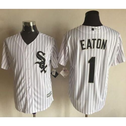 6863d0a0ccfb9_1 White Sox #1 Adam Eaton White(Black Strip) New Cool Base Stitched MLB Jersey