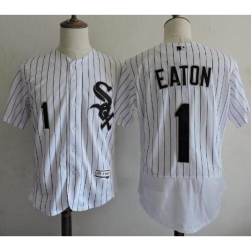 6863d0ac7299c_1 White Sox #1 Adam Eaton White(Black Strip) Flexbase Authentic Collection Stitched MLB Jersey