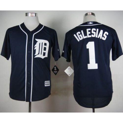 6863d0bef14b1_1 Tigers #1 Jose iglesias Navy Blue Cool Base Stitched MLB Jersey