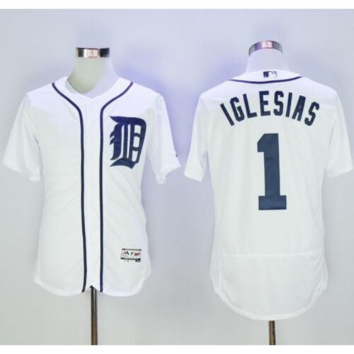6863d0d1d3105_1 Tigers #1 Jose iglesias White Flexbase Authentic Collection Stitched MLB Jersey