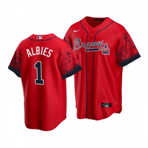 6863d13531dcf_1 Men's Atlanta Braves #1 Ozzie Albies 2021 Red Cool Base Stitched Jersey
