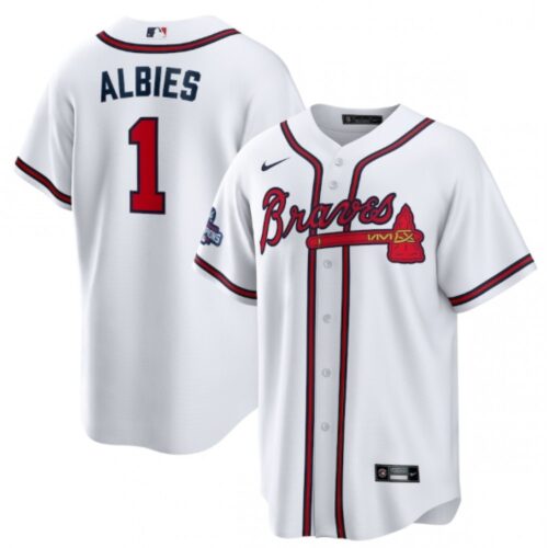 6863d150c2274_1 Men's Atlanta Braves #1 Ozzie Albies 2021 White World Series Champions Cool Base Stitched Jersey