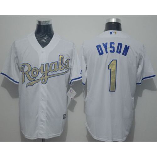 6863d19bc0af5_1 Royals #1 Jarrod Dyson White New Cool Base 2015 World Series Champions Gold Program Stitched MLB Jersey