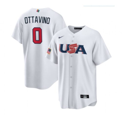 6863d1e7c799a_1 Men's USA Baseball #0 Adam Ottavino 2023 White World Baseball Classic Stitched Jersey