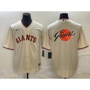 6863d3173f090_1 Men's San Francisco Giants Cream Team Big Logo Cool Base Stitched Baseball Jersey