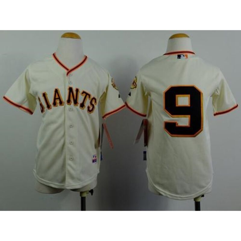 6863d37270c37_1 Giants #9 Brandon Belt Cream Stitched Youth MLB Jersey