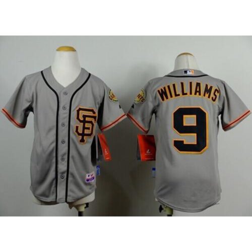 6863d37e07bf4_1 Giants #9 Matt Williams Grey Road 2 Cool Base Stitched Youth MLB Jersey